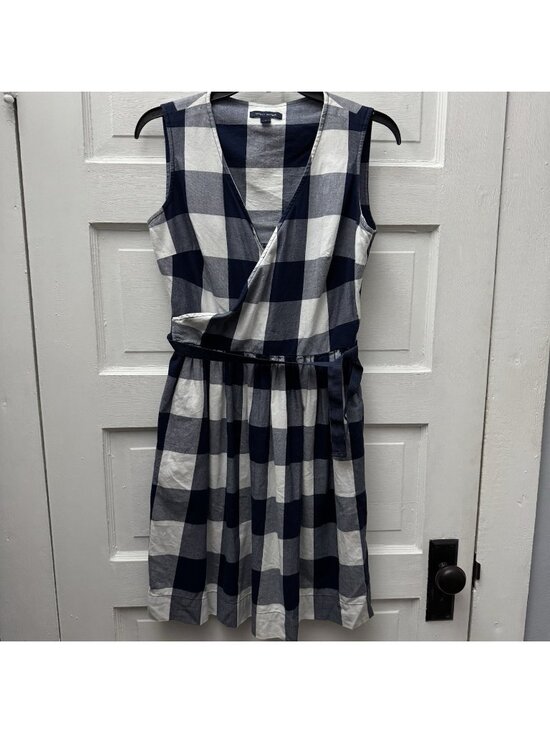 Tommy Hilfiger Dresses & Skirts - Tommy Hilfiger Dress Womens 2 Blue White Buffalo Check Wrap Tie Cotton